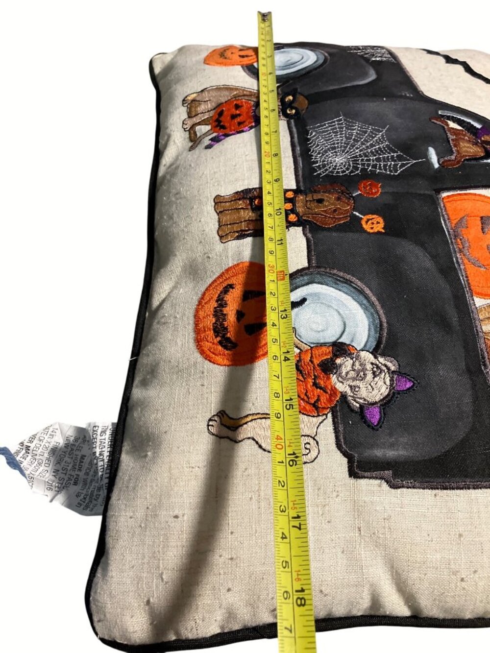 Halloween Truck Decorative Throw Pillow With Dogs and Pumpkins 14x20 Inches - Picture 10 of 11